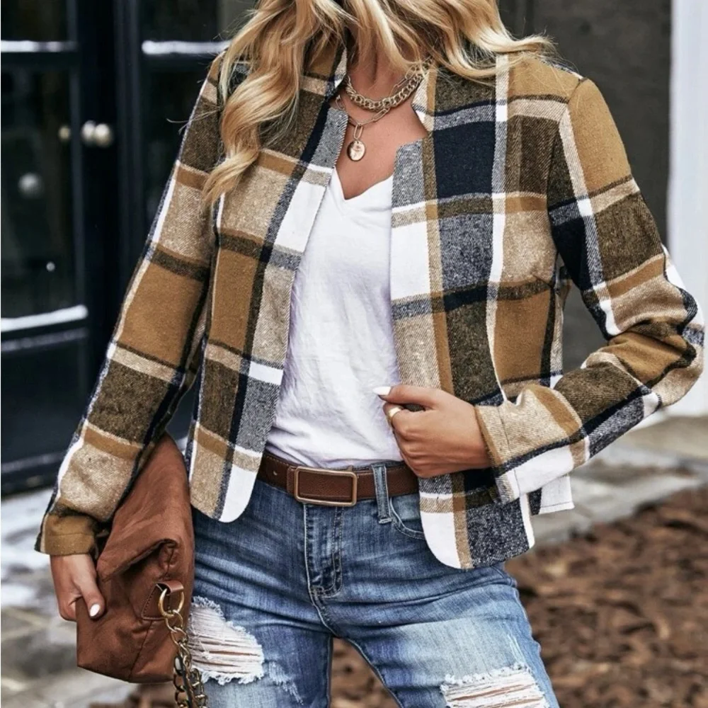 New plaid open front jacket - Picture 4 of 6